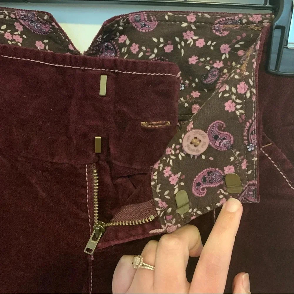 Free People Y2K Corduroy Wide Leg Low Rise Pants Berry Colored Size 4 - Picture 6 of 13